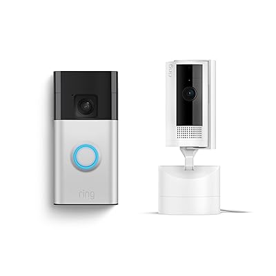 Ring Battery Doorbell with Ring Pan-Tilt Indoor Cam (White)