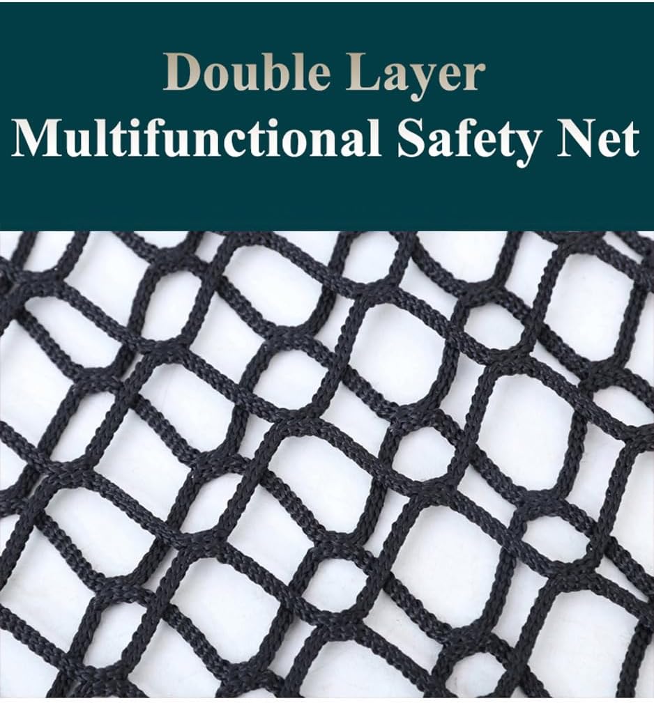 Double Layer Safety Netting, Kids Climbing Game Protection Net for Backyard Playground, Suspension Bridge Fence Net, Children's Bedroom Patio Hammock Net(Size:6.5x9.8FT(2x3M),Color:Black)