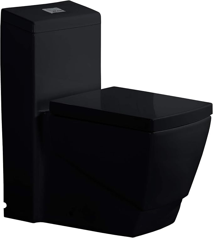Inodoro WOODBRIDGE moderno unificado con doble descarga negro miniatura 6