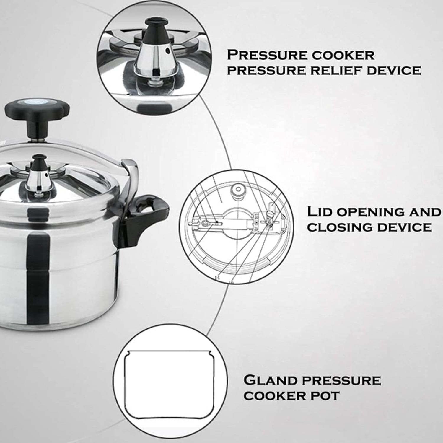 Large Capacity Steam Pressure Cooker Stainless Steel High Pressure Cooking Pot with Steamer Suitable for Gas Stove Induction Cooker Silver-5L