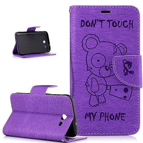 Galaxy J3 Emerge Case, Express Prime 2 Case,ikasus Embossing Chainsaw Bear PU Leather Fold Wallet Pouch Flip Stand Credit Card ID Holders Case for Galaxy J3 Emerge/Express Prime 2/J3 2017,Purple