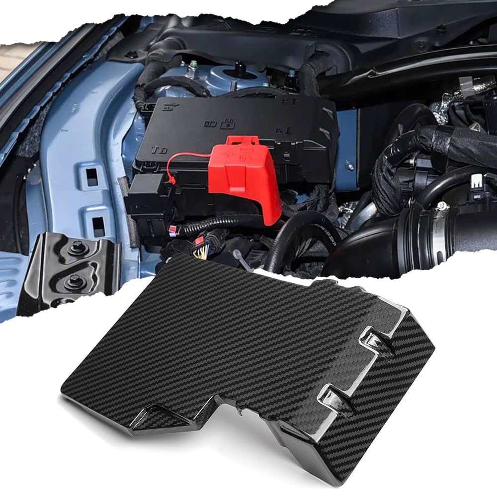 Carbon Fiber Engine Bay Cover Trim for Ford Mustang S650 Dark Horse GT 2024 2025 2026 Engine Compartment Fuse (Glossy Carbon)