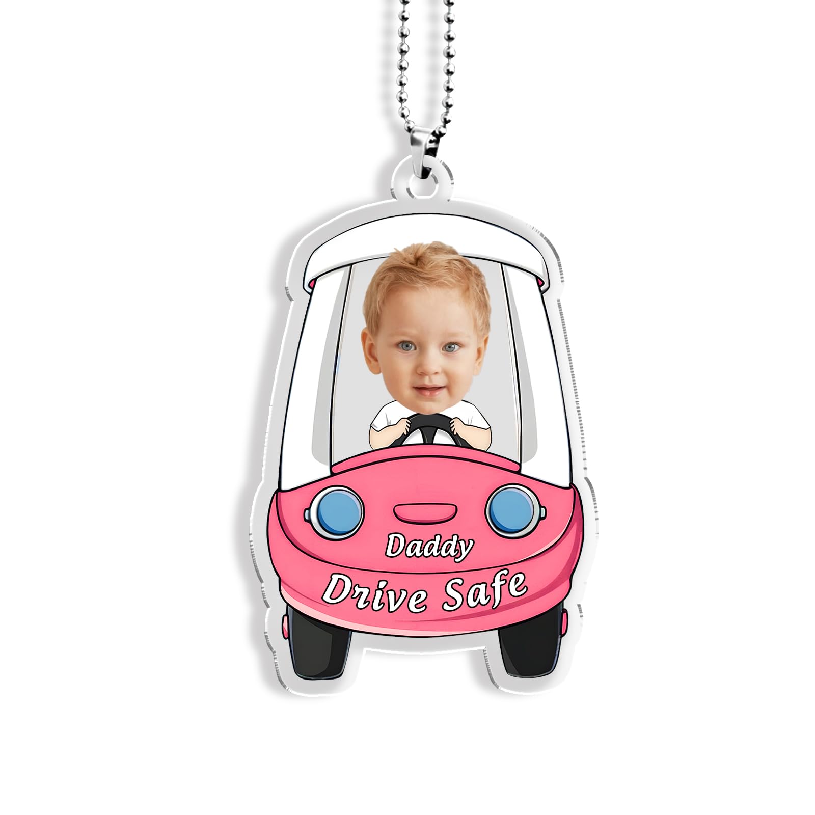 Auto Rückspiegel Anhänger Sicher fahrenden Papa, Vatertagsgeschenke, personalisierte lustige Foto-Autobehänge, Geschenke für das erste Auto von Söhnen Töchtern für Mama Papa, Auto-Innendekoration