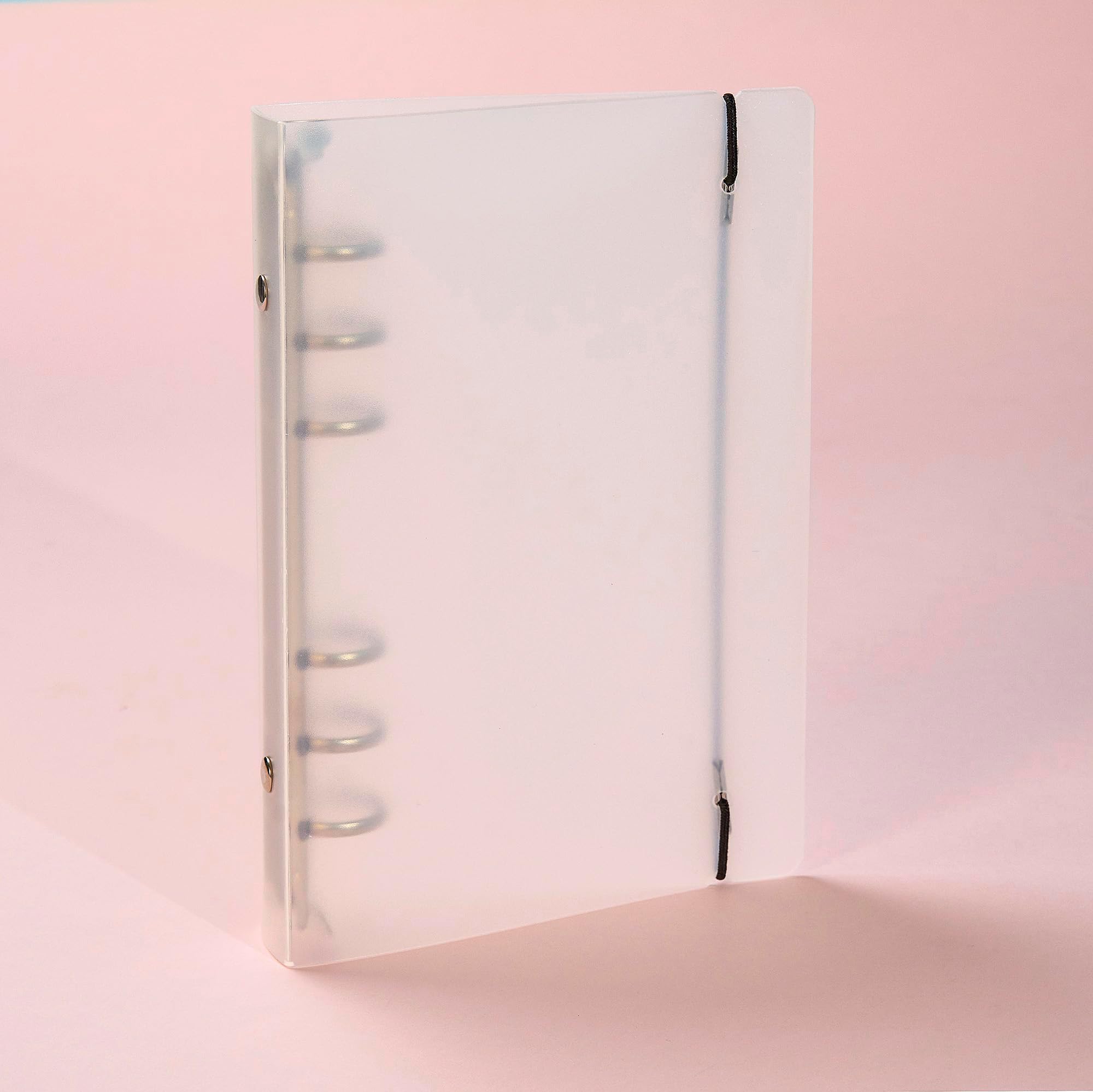 A6 6-Ring Binder, Translucent PP Roud Ring Protector, 6-Hole Pocket Notebook Refill Binder with Elastic Closure, Portable Planner for Journal, Notes, Sketches