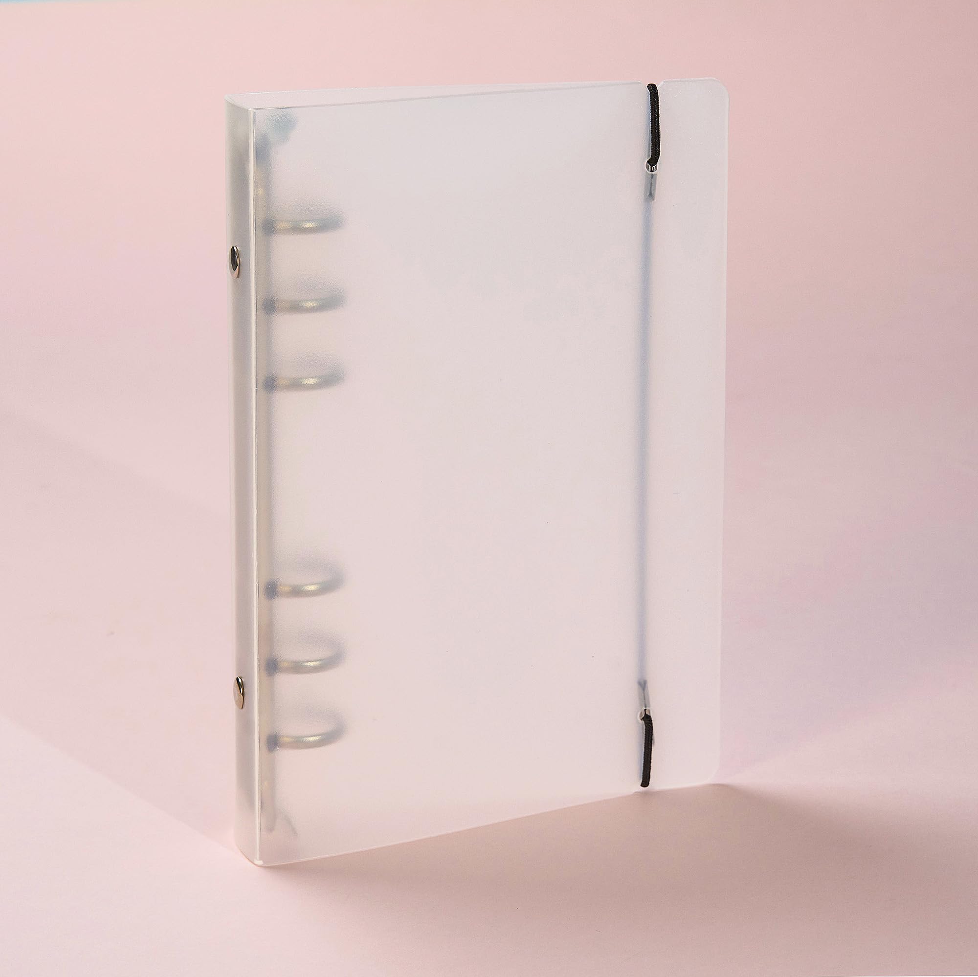 A6 6-Ring Binder - Translucent Frosted PP Organiser Shell with Strong Metal Rings & Elastic Closure | A6 Refillable Notebook Protector Cover for Journaling, Work, Study (125x185mm) — image 1