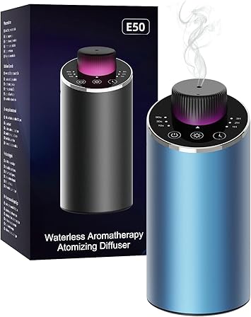 Waterless Essential Oil Diffuser Aromatherapy Scent Diffusers for Home Large Room, Bedroom, Car, Office, Desk, Battery Operated Mini Portable Air Freshener, 3 Countdown Timers & 3 Mist Levels
