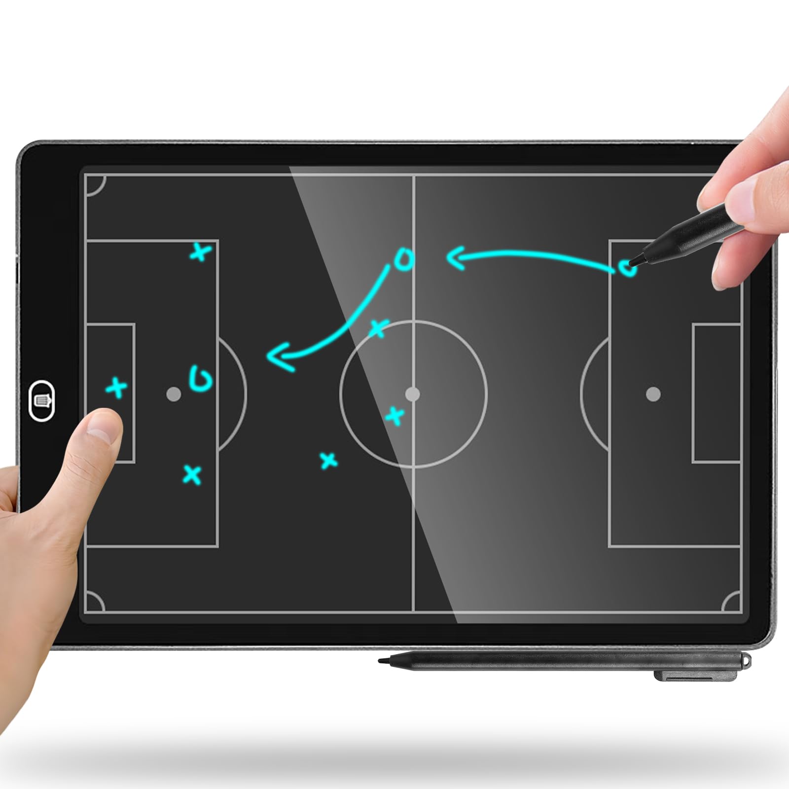 Pizarra táctica LCD Elctronic: pizarra táctico de fútbol con bolígrafo Tacical, 16 pulgadas Erasable Drawing Board para guías y herramientas de entrenamiento