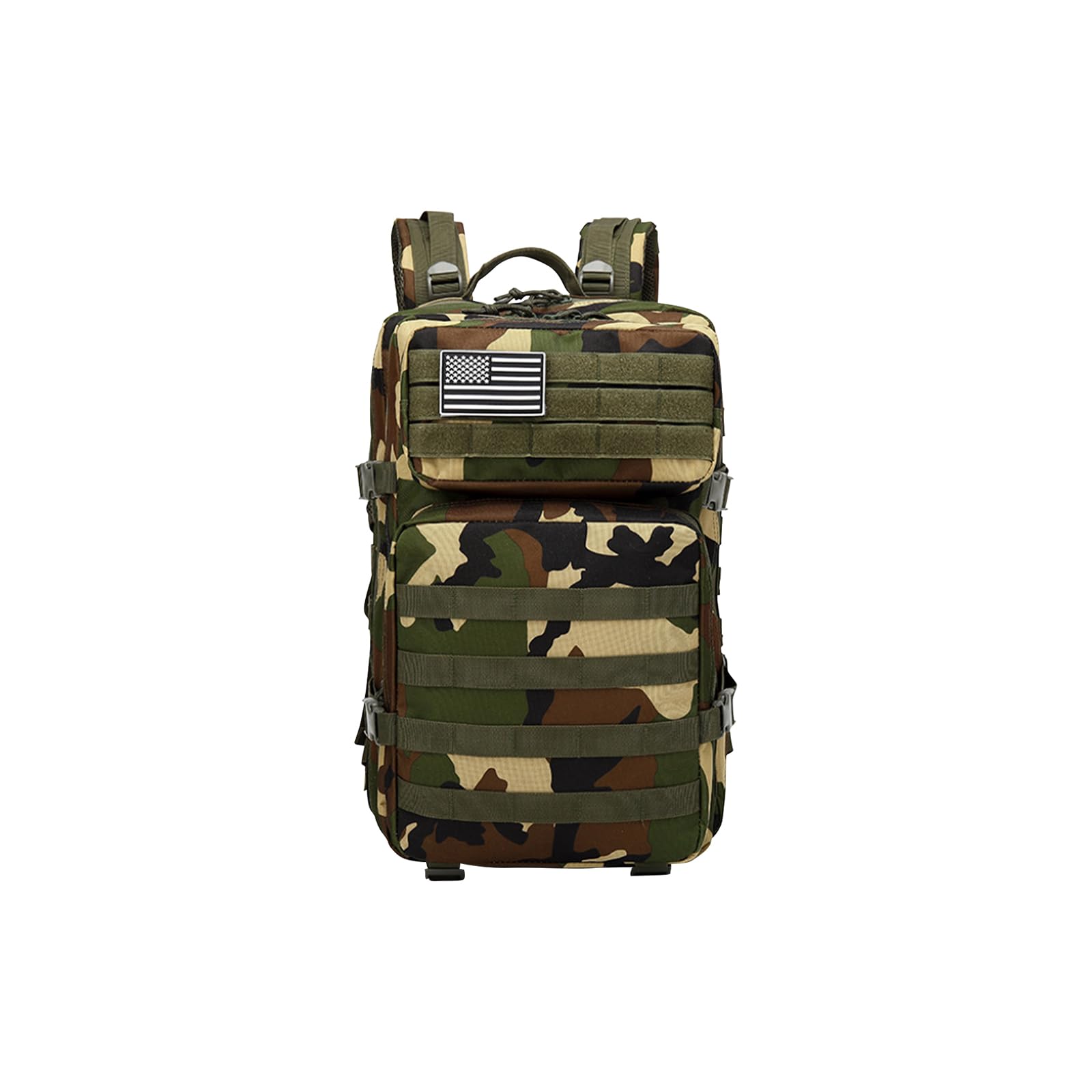 PORRASSO Tactical Outdoor Backpack 45L Large Military Backpack Molle Waterproof Rucksack 3 Day Bug Out Bag for Hiking Camping Travel Jungle Camo A