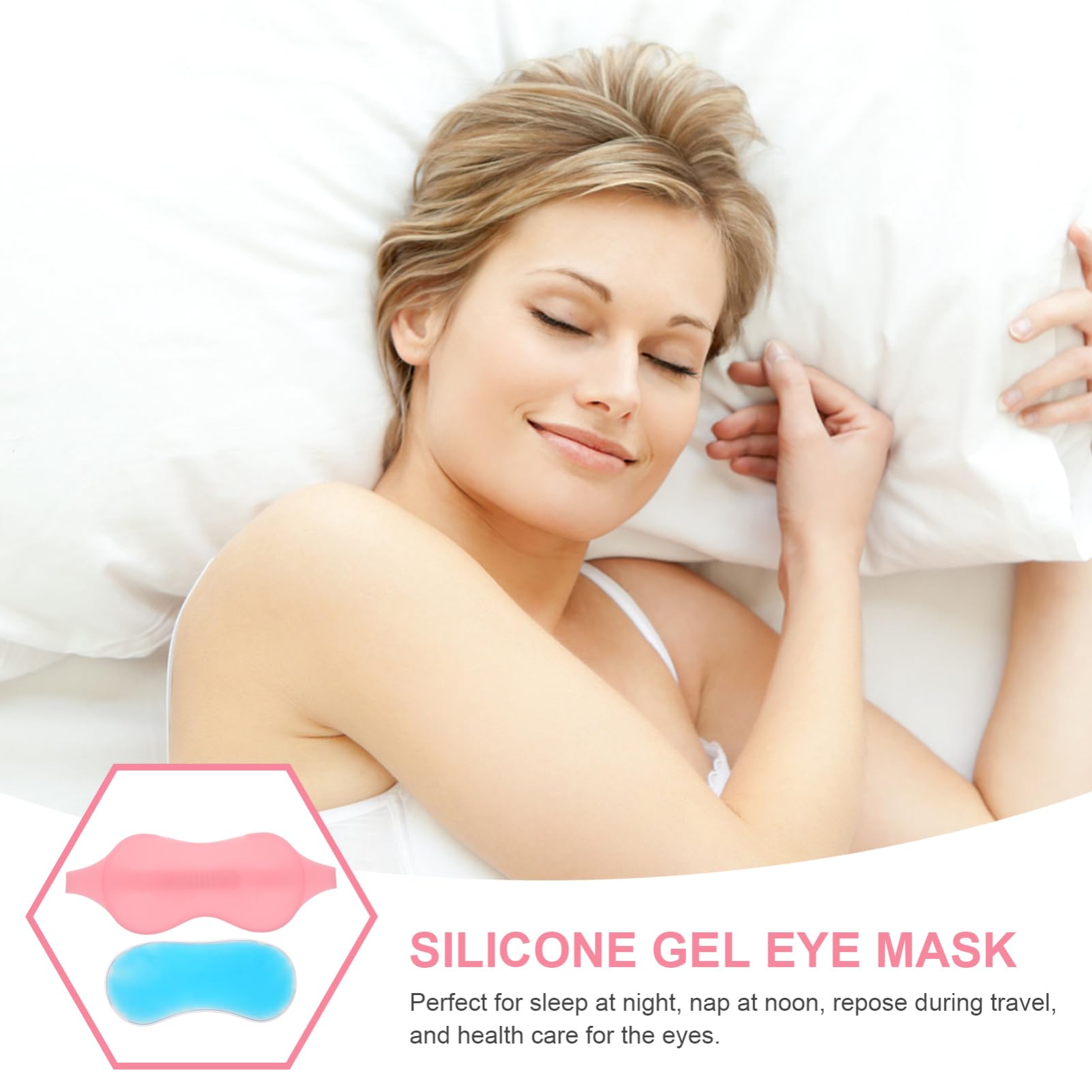 Maschera Occhi in Gel Silicone Rosa per Dormire, Oscurante | Impacco Caldo e Freddo, Set 1 Pezzo, Uso in Viaggio e Treno, Comoda da Indossare