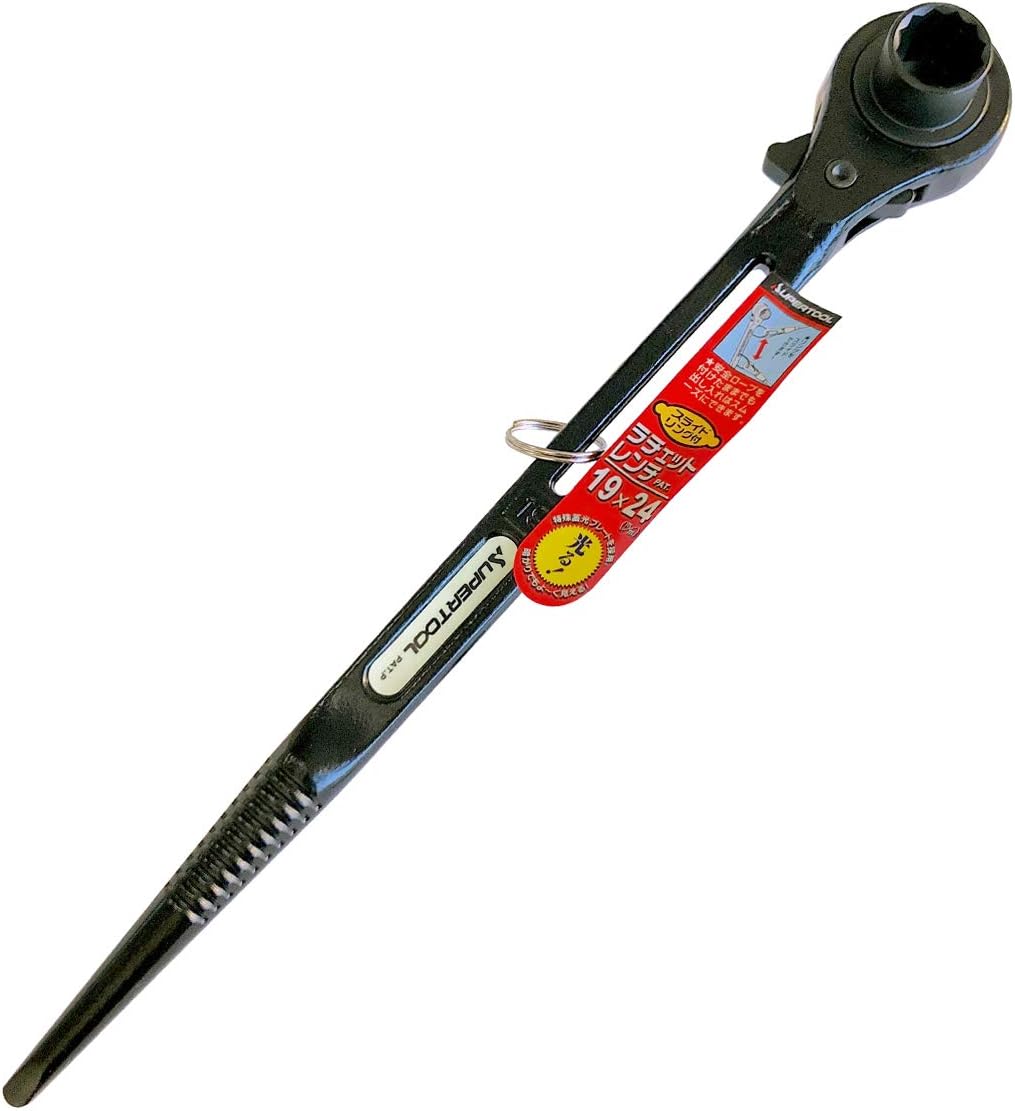 Super Tool RNR-1924 Ratchet Wrench with Ring, Phosphorescent Plate, Slide Space, Rust Resistant Cationic Electrodeposition Coating