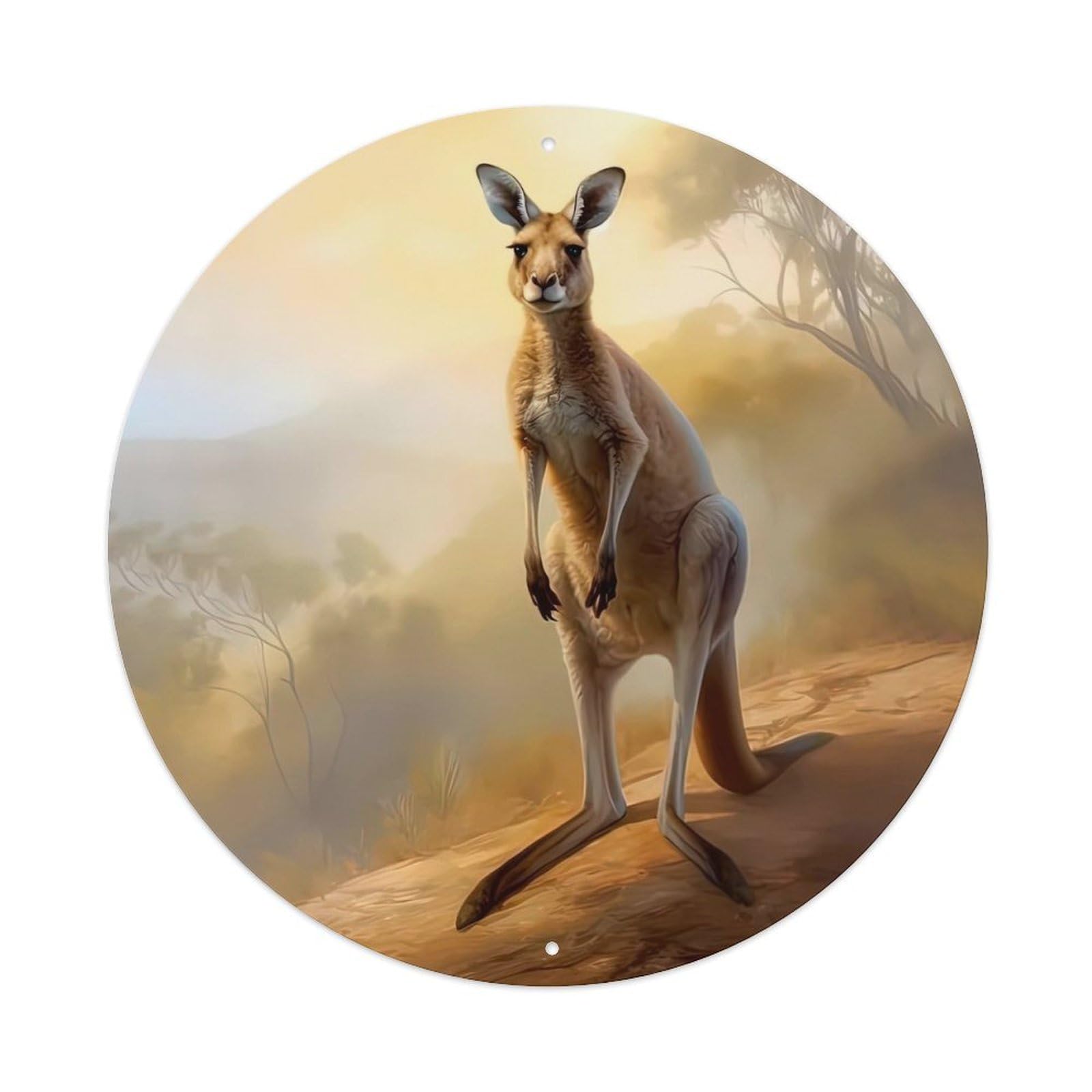 Australian Kangaroo Wildlife Serene Outback Sunset Landscape Vintage Metal Tin Sign Plaque Wall Decor for Cafe, Club Bar, Office, Garden Metal Poster 8x8Inch
