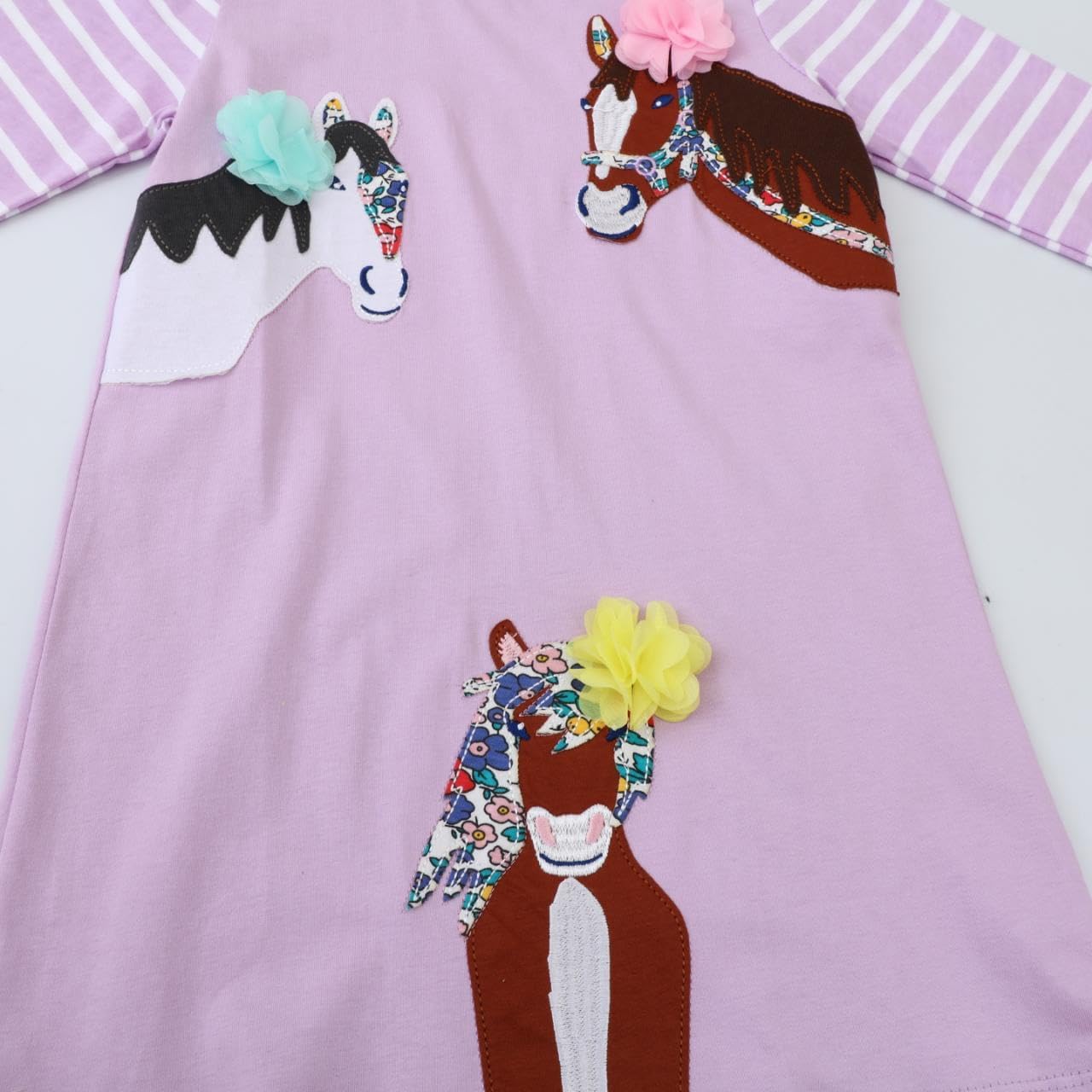 Hongshilian Girls Cartoon Dress Applique Party Dresses Casual Jersey Cotton Long-Sleeved - Image 5