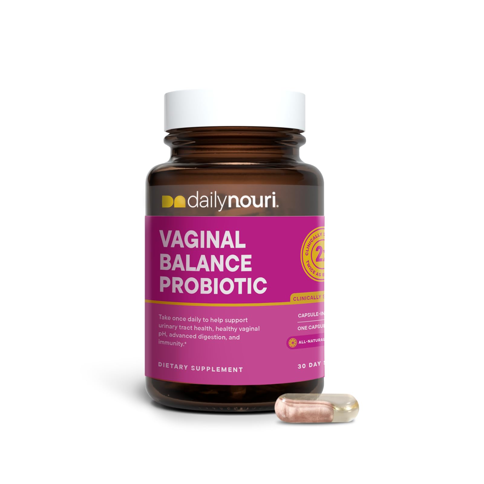 Daily Nouri Vaginal Probiotics for Women | Vaginal + Urinary Tract Health 30 Count (Pack of 1)