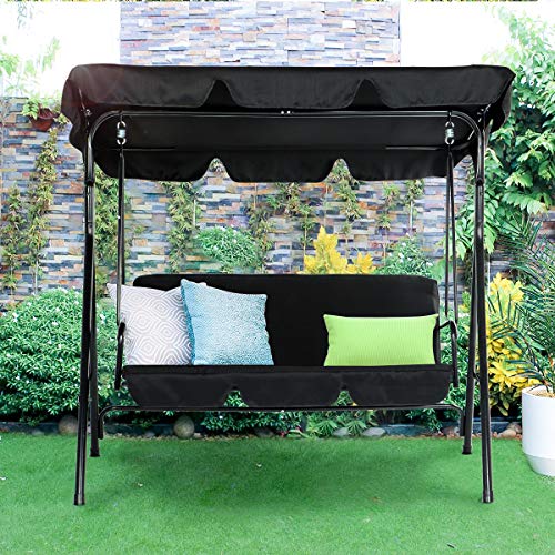 Esright Outdoor Patio Swing Chair, Canopy Porch Swing With Removable Cushion And Weather Resistant Powder Coated Steel Frame, Suitable For Patio, Garden, Poolside, Balcony, Backyard #TOP6