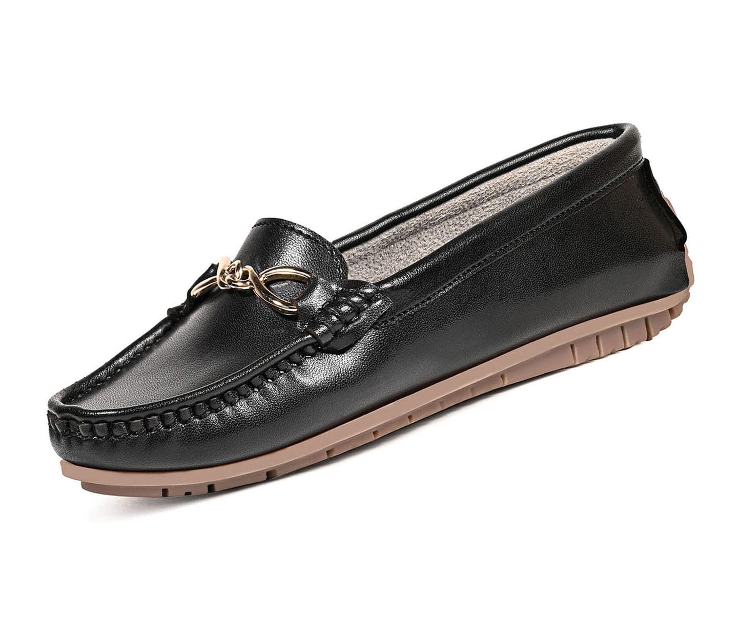 Women's Black Premium Slip-On Loafers with Buckle | Elegant Solid Slip-On Comfort Shoes for Casual and Formal Wear | Slip-On Loafer Shoes for Women | LSLD-BLR-HS02-JB-image-4