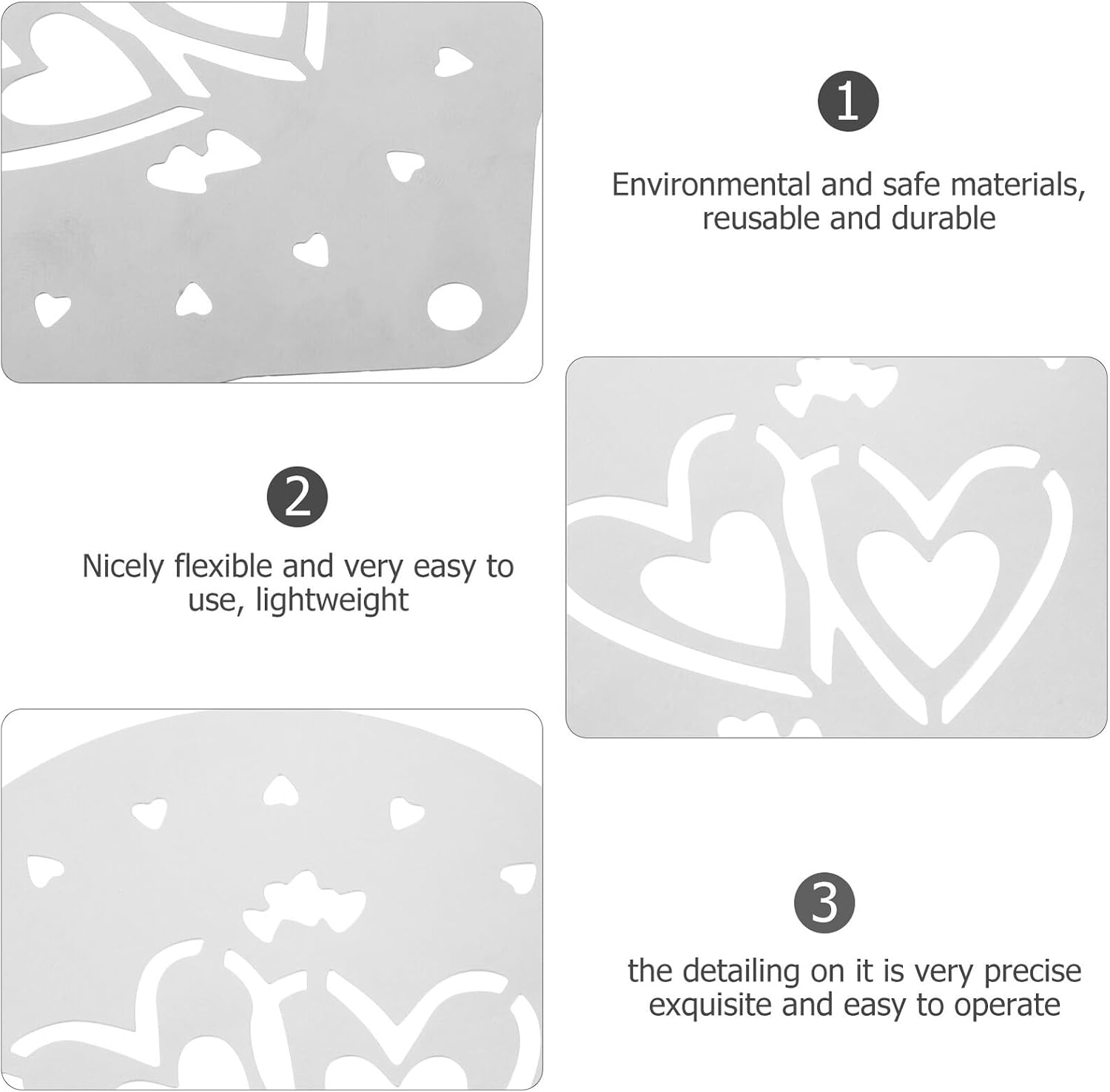Mother’s Day Baking Stencils 6pcs Pet Coffee Decorating Cookie Stencil Set for Cake Cupcake Decorating and Powder Sugar Dusting