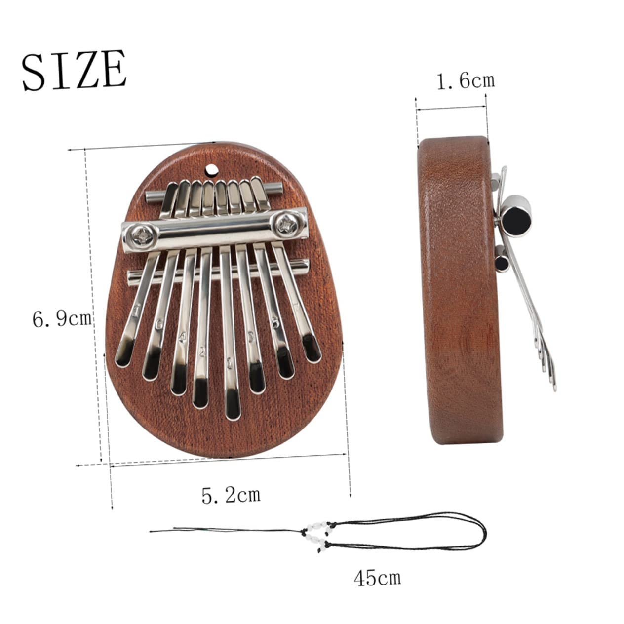 Toddmomy Finger Piano Pendant Electronic Kalimba Necklace 8 Keys Hand-held Piano Keys