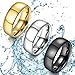 FIASASO 3Pcs Stainless Steel Rings for Men 6MM Wedding Bands for Women Mens 14K Gold Plated Silver Plated Black Ring Set Domed High Polish Comfort Fit Size 9