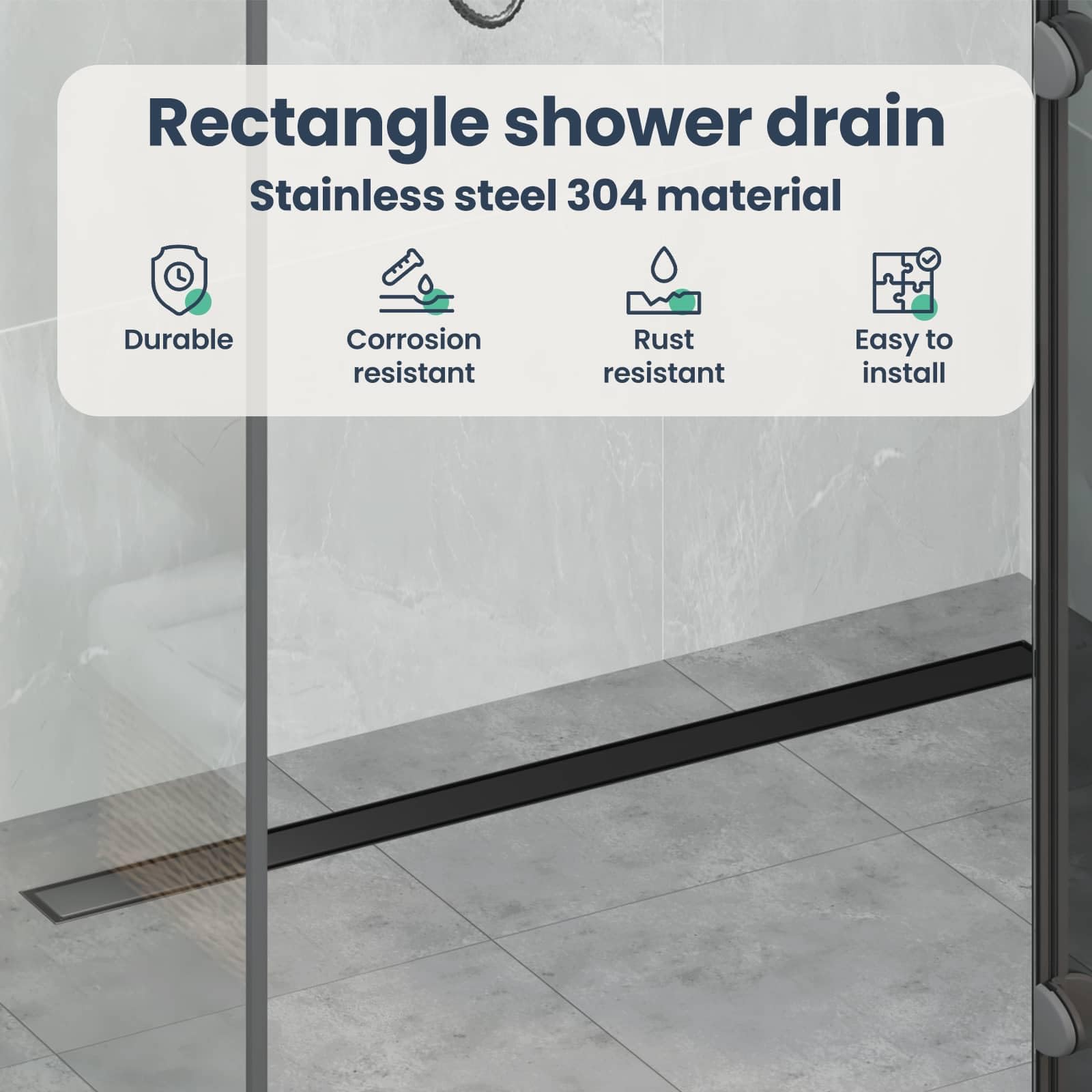 vidaXL Scarico Doccia 2-in-1 con sifone a 360° Nero 100 cm, Ristrutturazione Bagno, componente Doccia Moderno, Installazione Scarico Rettangolare per drenaggio e impianto Idraulico