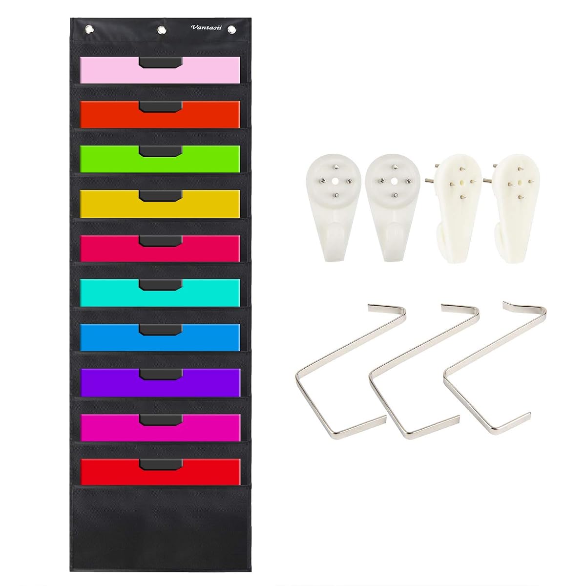 Vantasii Storage Pocket Chart, Wall hanging File Organizer Folder with 10 large