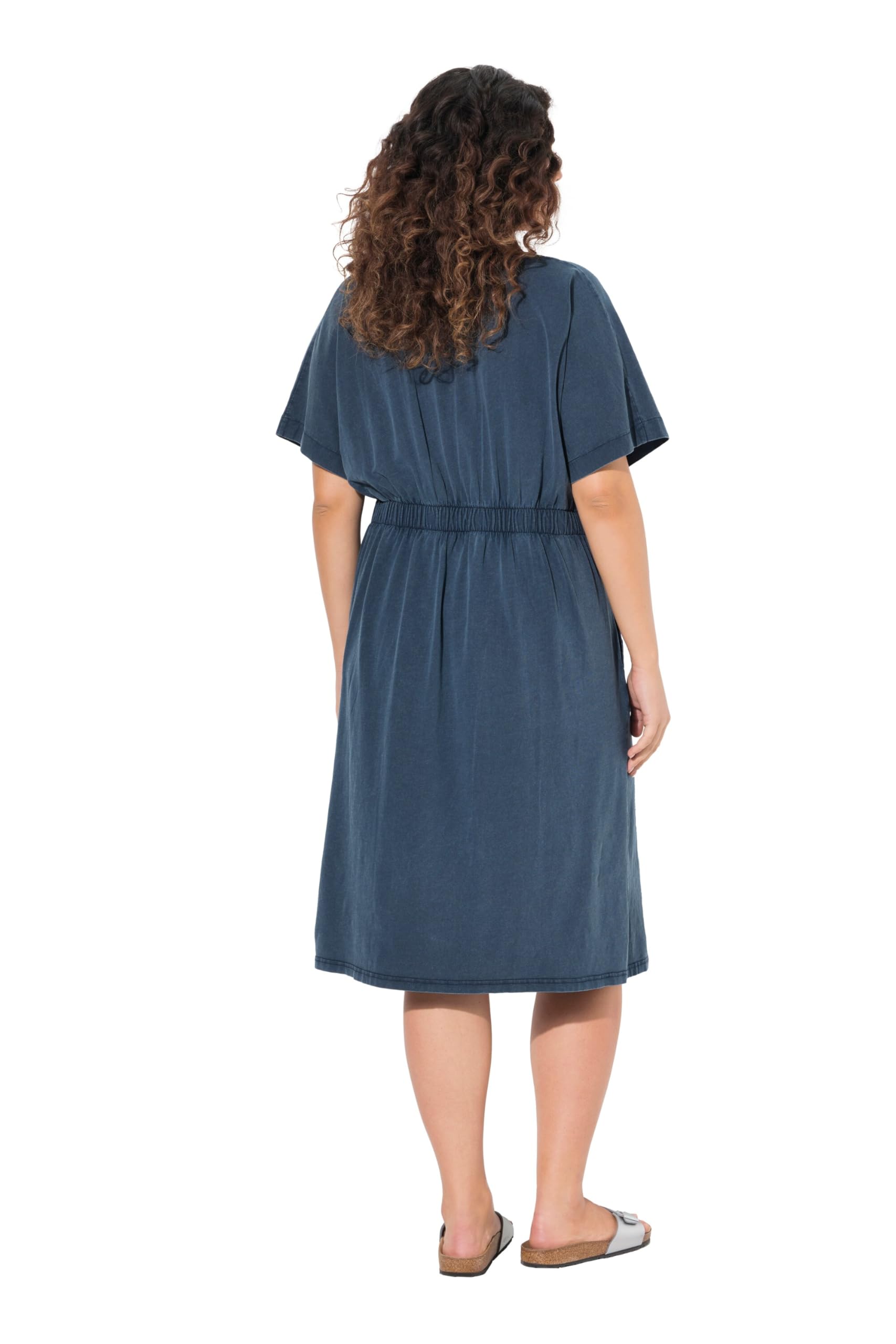 Ulla Popken Damen große Größen Übergrößen Plus Size Jerseykleid, A-Linie, Tunika-Ausschnitt, Halbarm 837403