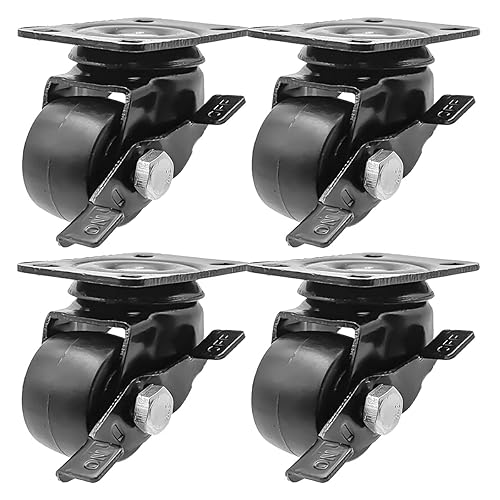 Miniatura 10 de FactorDuty Ruedas giratorias de poliuretano resistentes de 1.5 pulgadas, rígidas, fijas, no giratorias, de grado industrial, sólidas, de perfil