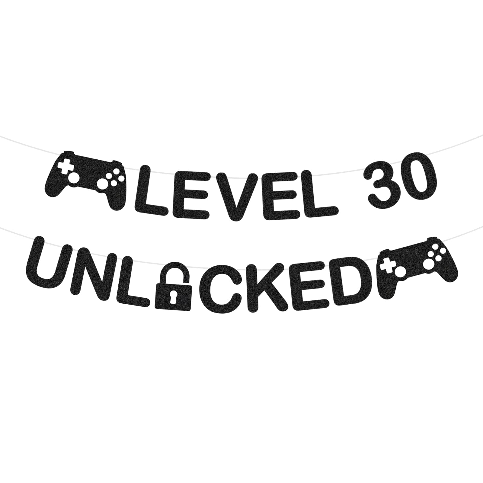 Level 30 Unlocked Birthday Banner for Him, Mens 30th Birthday Decorations Funny Party Sign, Pre-Assembled Shiny Banner for Party Supplies & Game Theme Celebration