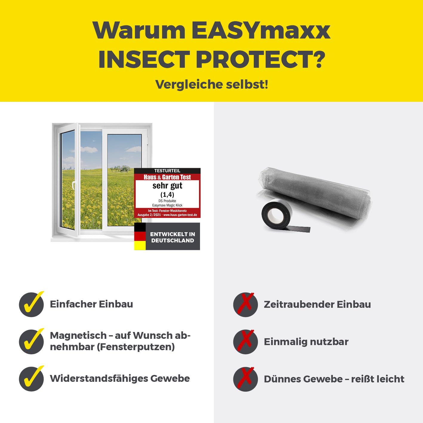 EASYmaxx Insect Protect magnesy do przyklejania do moskitiery | samoprzylepne płytki magnetyczne | 12 magnesów samoprzylepnych do moskitiery okiennej | moskitiera magnetyczna