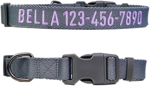 Miniatura 8 de Collar de identificación personalizado con hebilla personalizada con teléfono bordado y nombre, tamaño pequeño, mediano y grande para perro