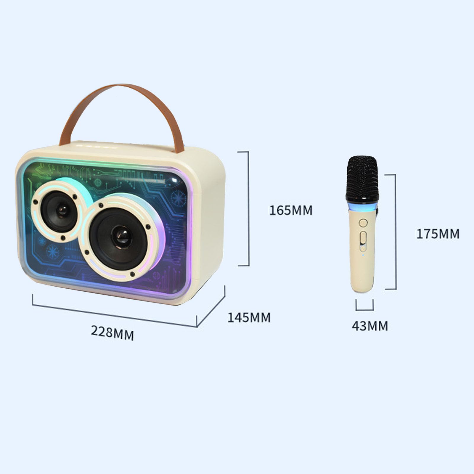 Macchina per Karaoke con Microfono per Bambini con Luci Colorate e Controllo del Volume per Feste e Raduni, Design Portatile con 2 Microfoni