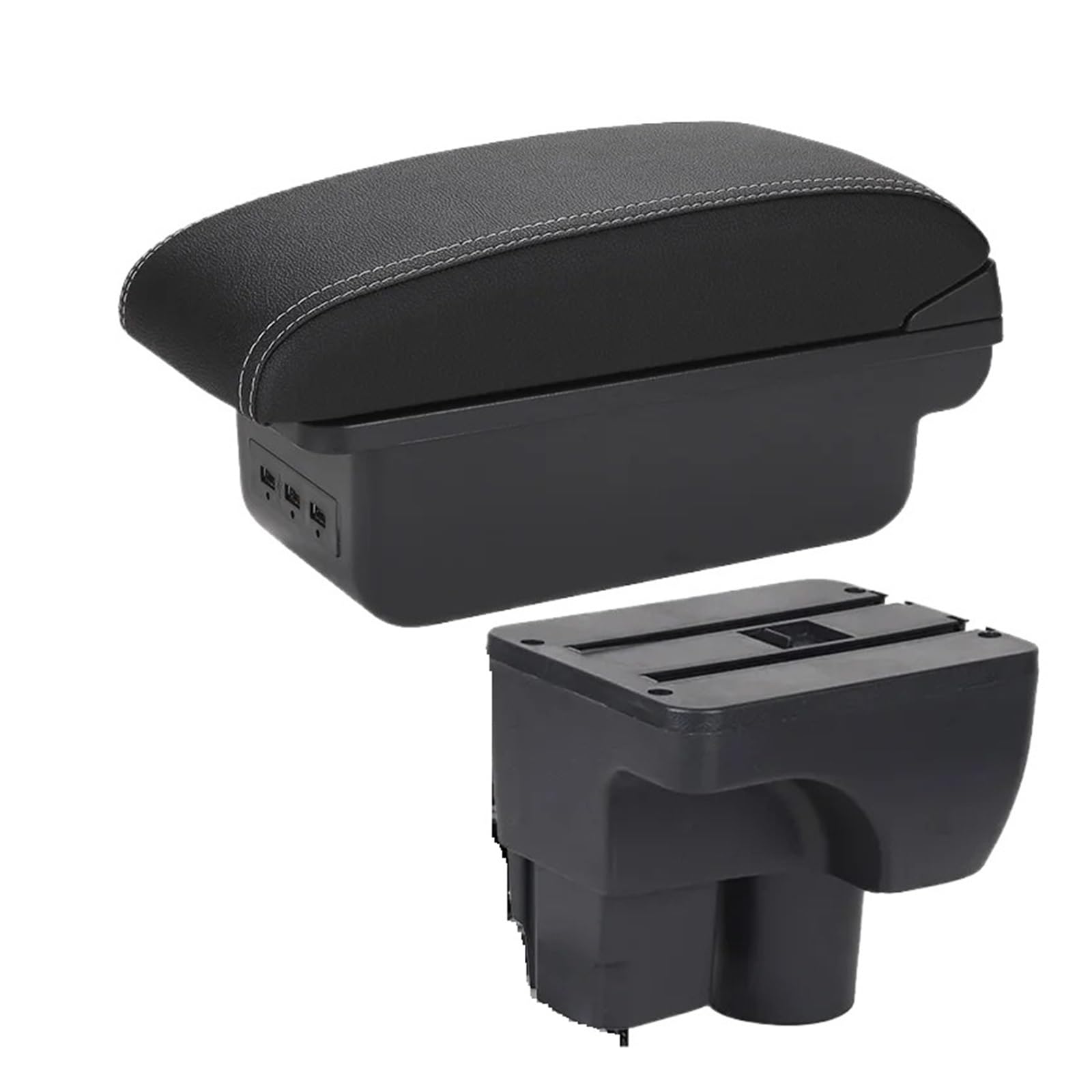 UMDJJU For Chevrolet For Sail For Aveo 3 2011-2023 Car Armrest Retrofit Parts Storage Box Decoration Accessorie Car Centre Console Armrest Box(B3 Black white 3USB)