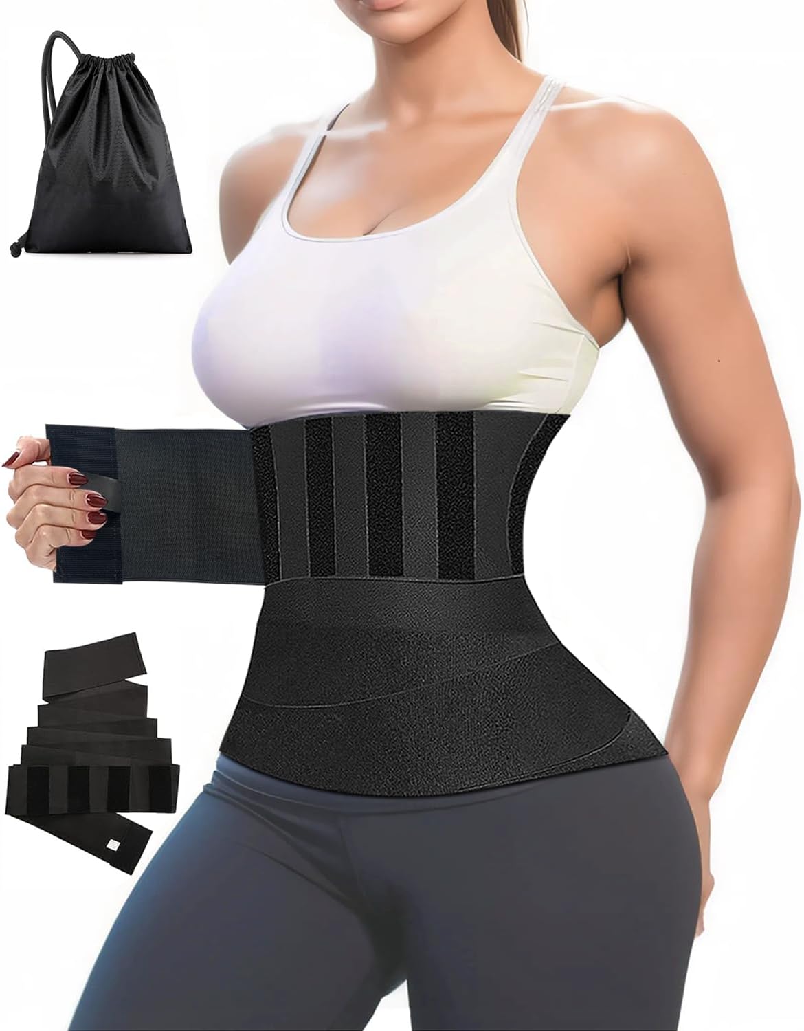LXPVSAWaist Trainer for Women Lower Belly Fat,2023 Upgraded Waist Wrap,Sweat Band Waist Trainer for Women,Non-Slip,Waist Trainer for Women Plus Size Black