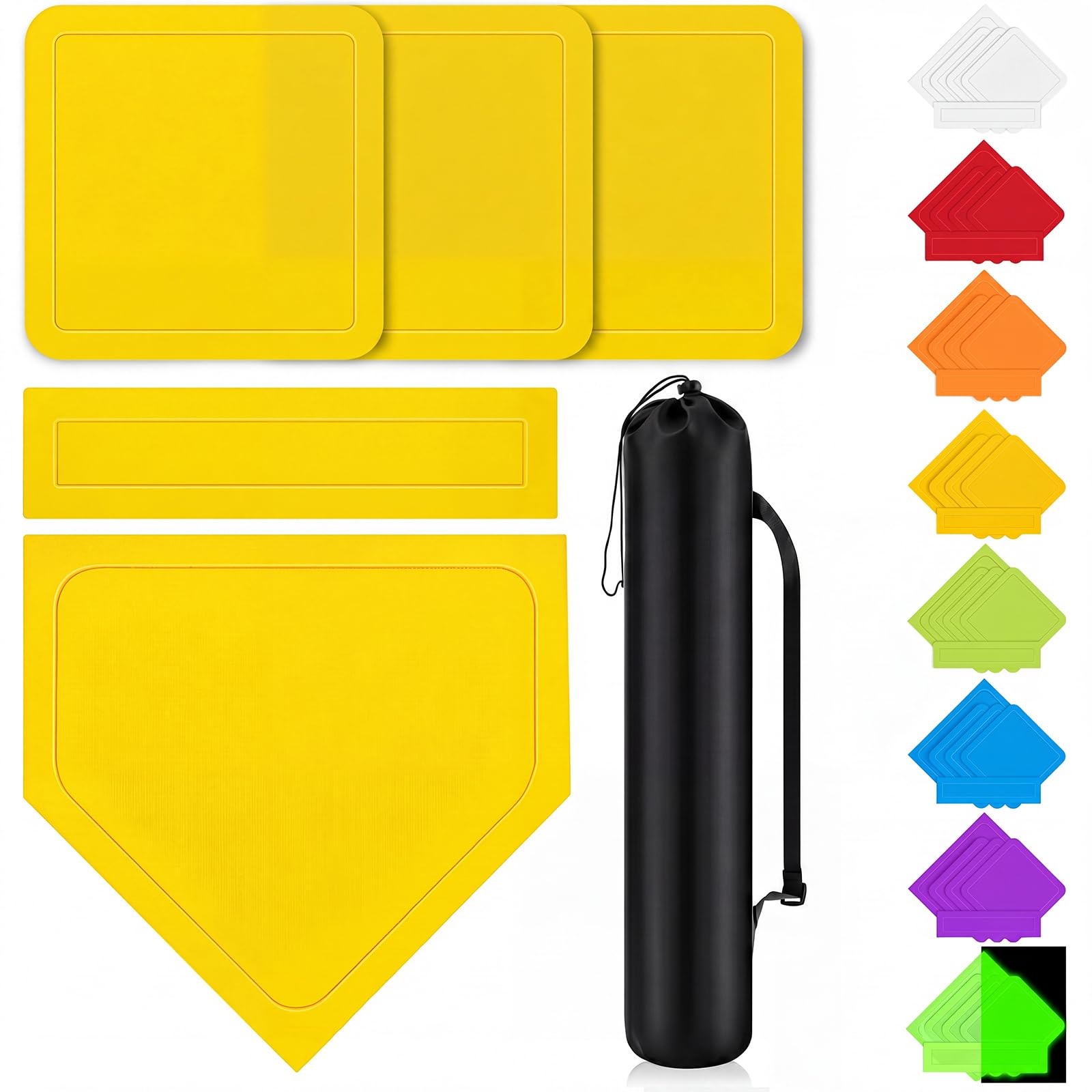 Hiboom 5 Pcs Baseball Bases Home Plate Rubber