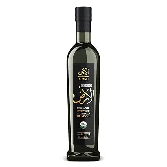 AlArd Palestinian Organic Extra Virgin Olive Oil, 250ml Cold Pressed Olive Oil from Palestine, Certified Organic EVOO, 8.45 Fl Oz Premium Glass Bottle