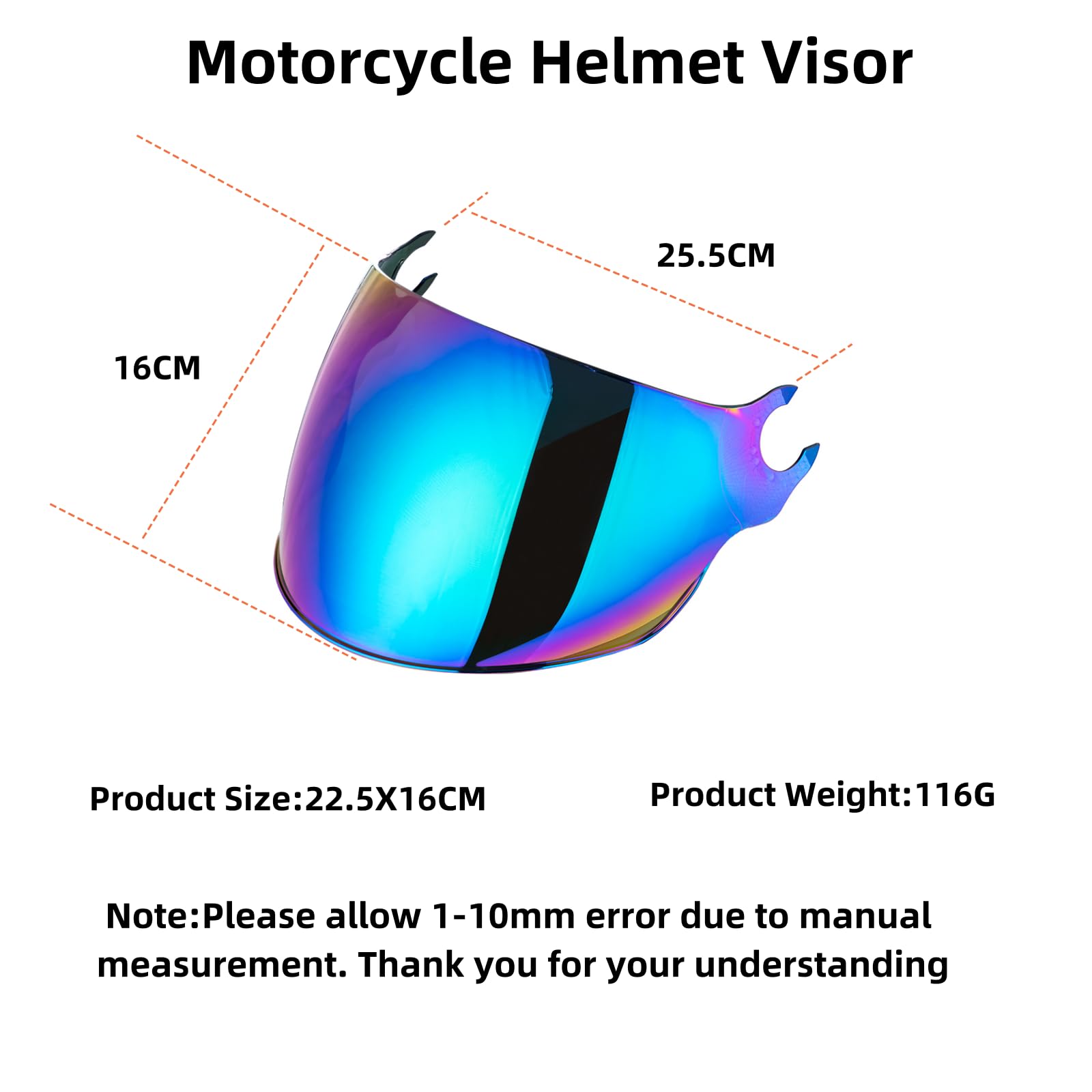 VCOROS Visera Casco para OF562 Airflow,Visera para Casco Integral de Motocicleta,Lente de Casco de Protección contra el Viento para Moto (Arco iris)