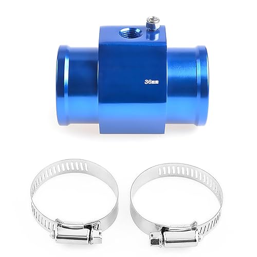 Miniatura 11 de Abrazadera de adaptador de sensor de radiador para tubo de junta de temperatura de agua de aluminio, medidor de temperatura, abrazadera azul de 34 mm