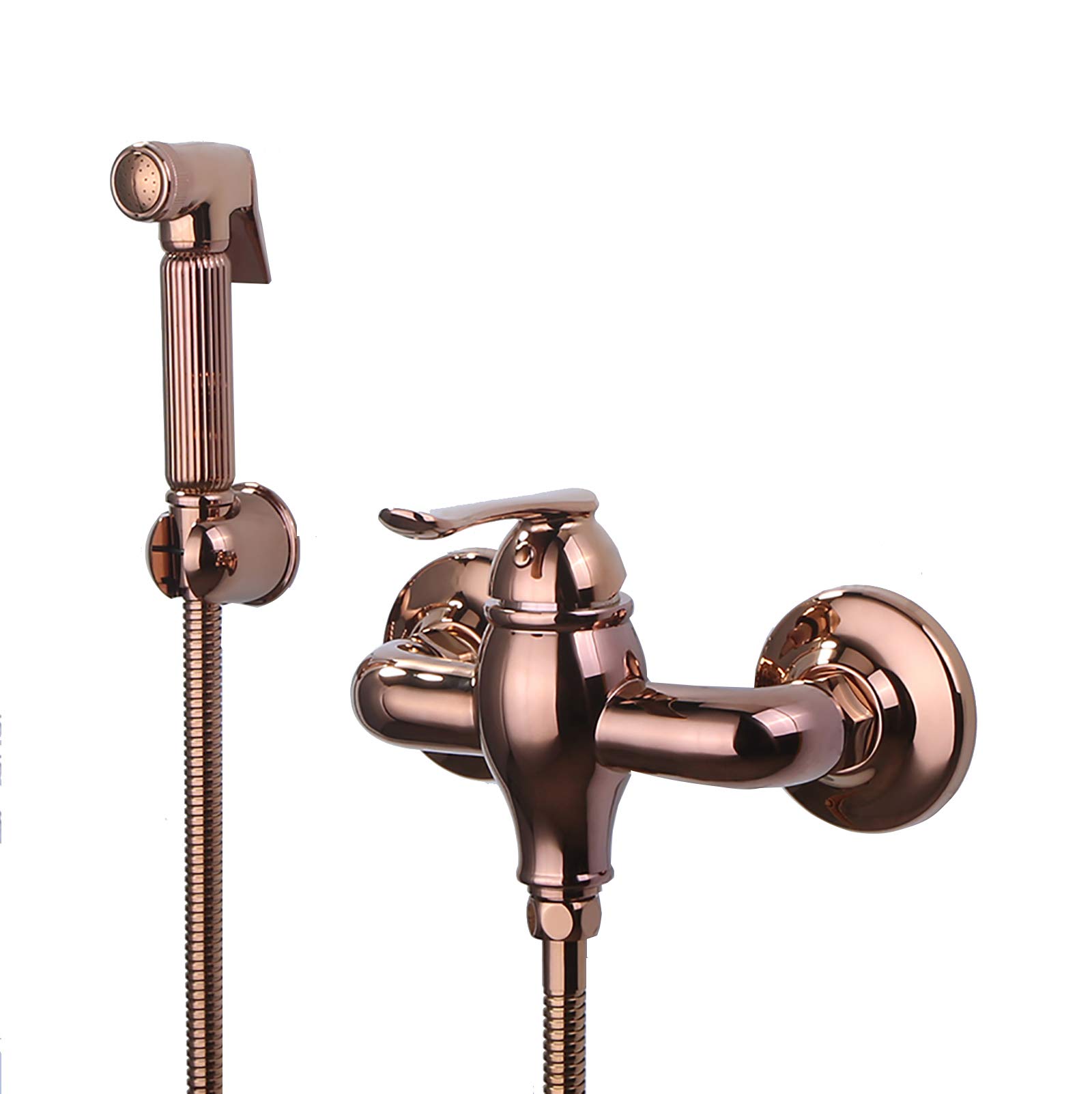 Handheld Bidet Sprayer for Toilet Rose Gold Wall Mounted Bathroom Cloth Diaper Sprayer Set with Cold and Hot