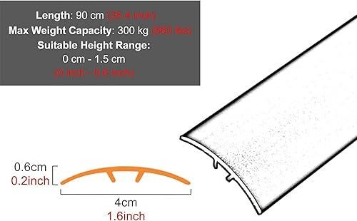 Miniatura 2 de Smooth Floor Edge Transition Strip, Aluminum Cuttable Thresholds for Doorways Carpet Entrance, Height Difference Within 1.5 Cm 0.6inch (Color