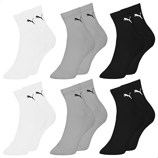 Kit 6 Pares Meia Cano Médio Puma Costura Fina Feminina Adulto