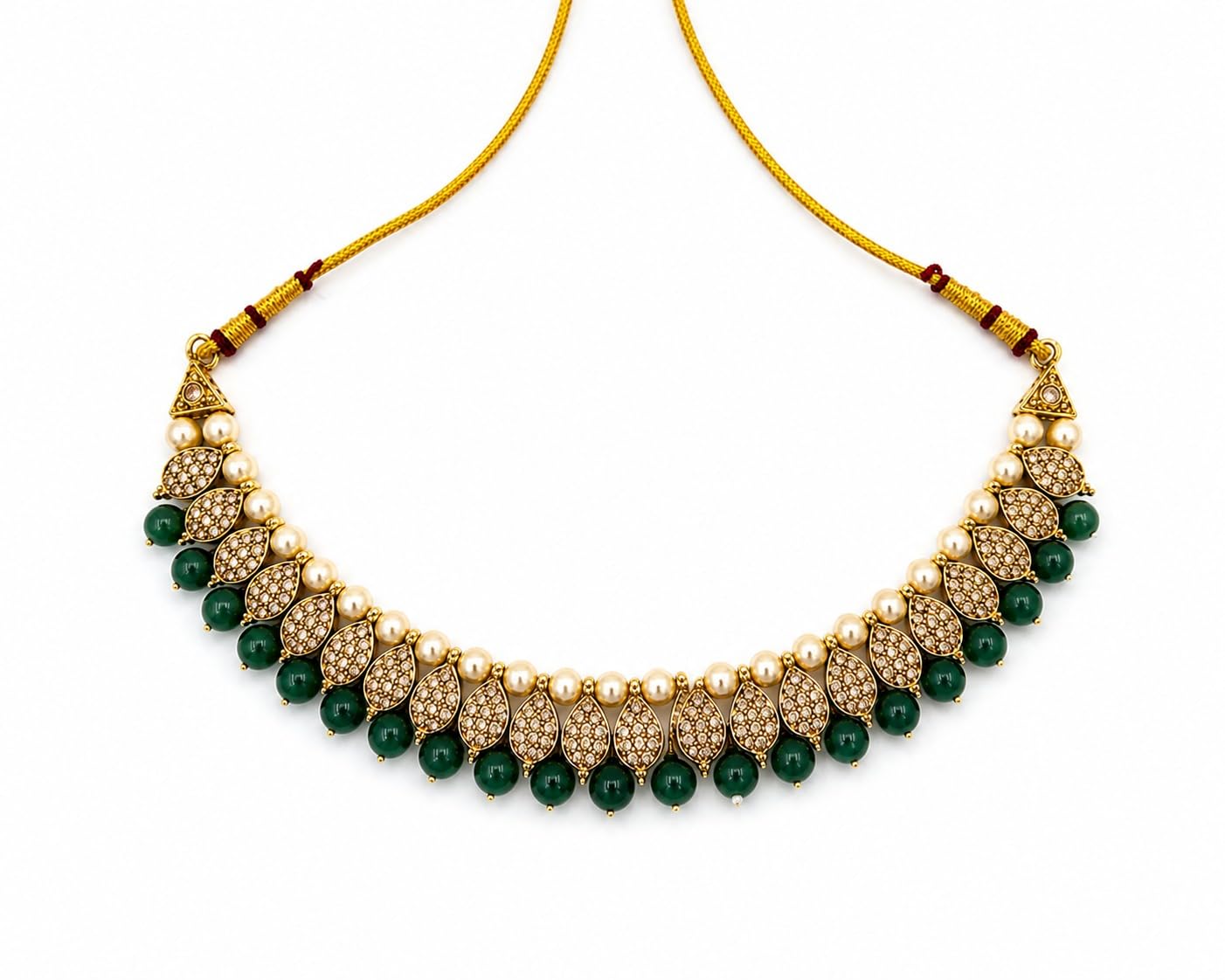 Pearl Choker Necklace Set for Women with Matching Earrings – Gold Tone Traditional Statement Jewelry | Wedding, Party & Ethnic Wear Jewelry-image-28