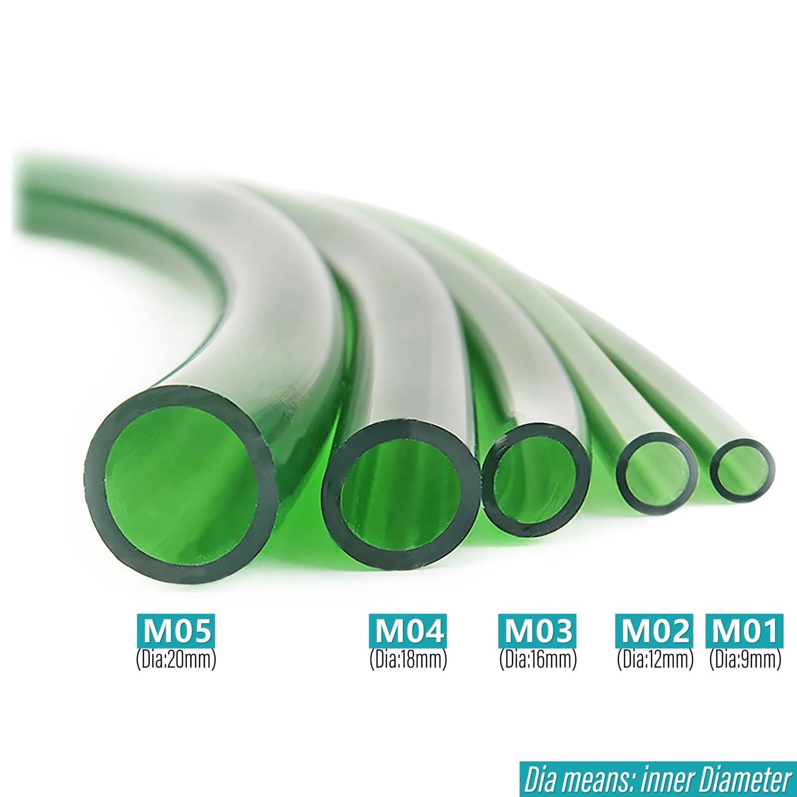 Pvc Schlauch Durchscheinendes grünes PVC-Aquariumpumpen-Wasserschlauchrohr(Green M05 Inner Dia 20mm,5m (16 feet))