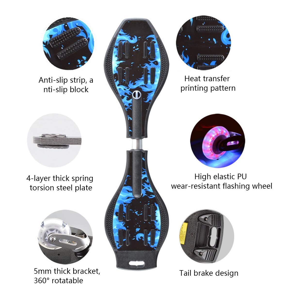 Waveboard - Tavola da surf per bambini, con ruote leggere per bambini e ragazzi