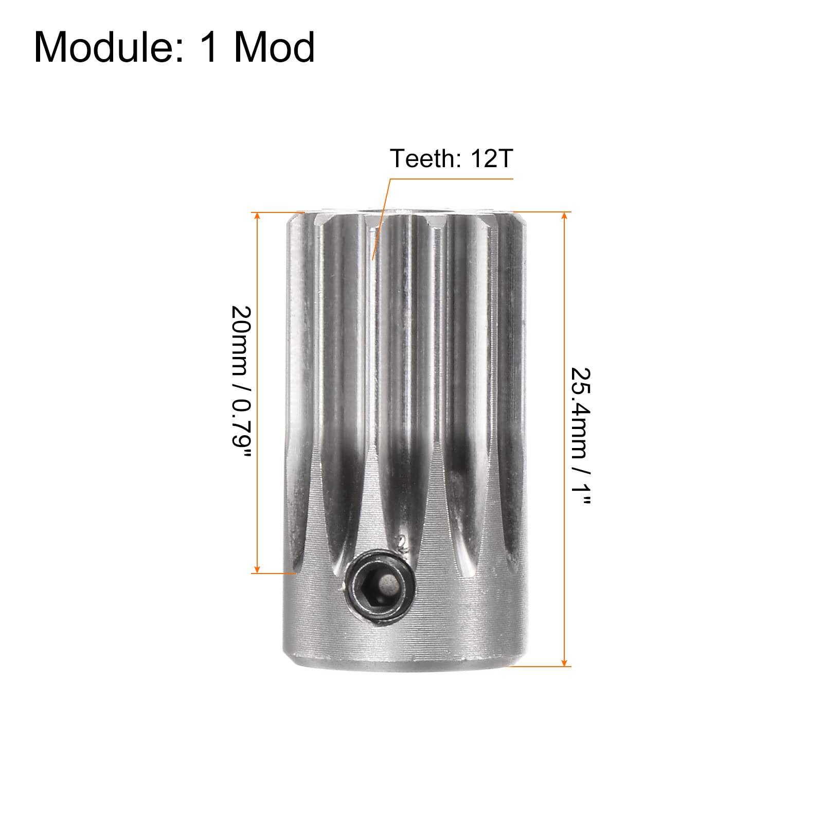 2 Pignons à Denture Droite 12 Dents – Alésage 5 Mm, Module 1, Pour Moteur, Uxcell