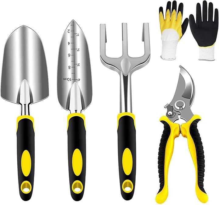 Set attrezzi da giardino 5 pezzi durevole alluminio kit giardinaggio - agaky AG00015