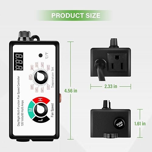 Miniatura 2 de iPower GLFANXCONTROLMAXV1 - Regulador de velocidad de ventilador de ventilación variable con controles HVAC un interruptor con 3 ajustes para escape