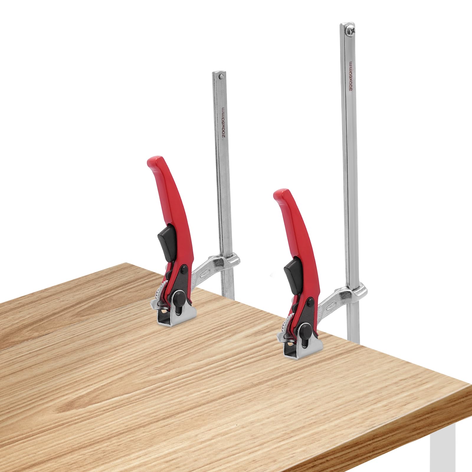 Pinza de sujeción manual roja de liberación rápida, carraca rápida, abrazadera de guía de sierra, abrazadera de mesa, fuerza de sujeción de 180 kg, para carpintería, construcción naval