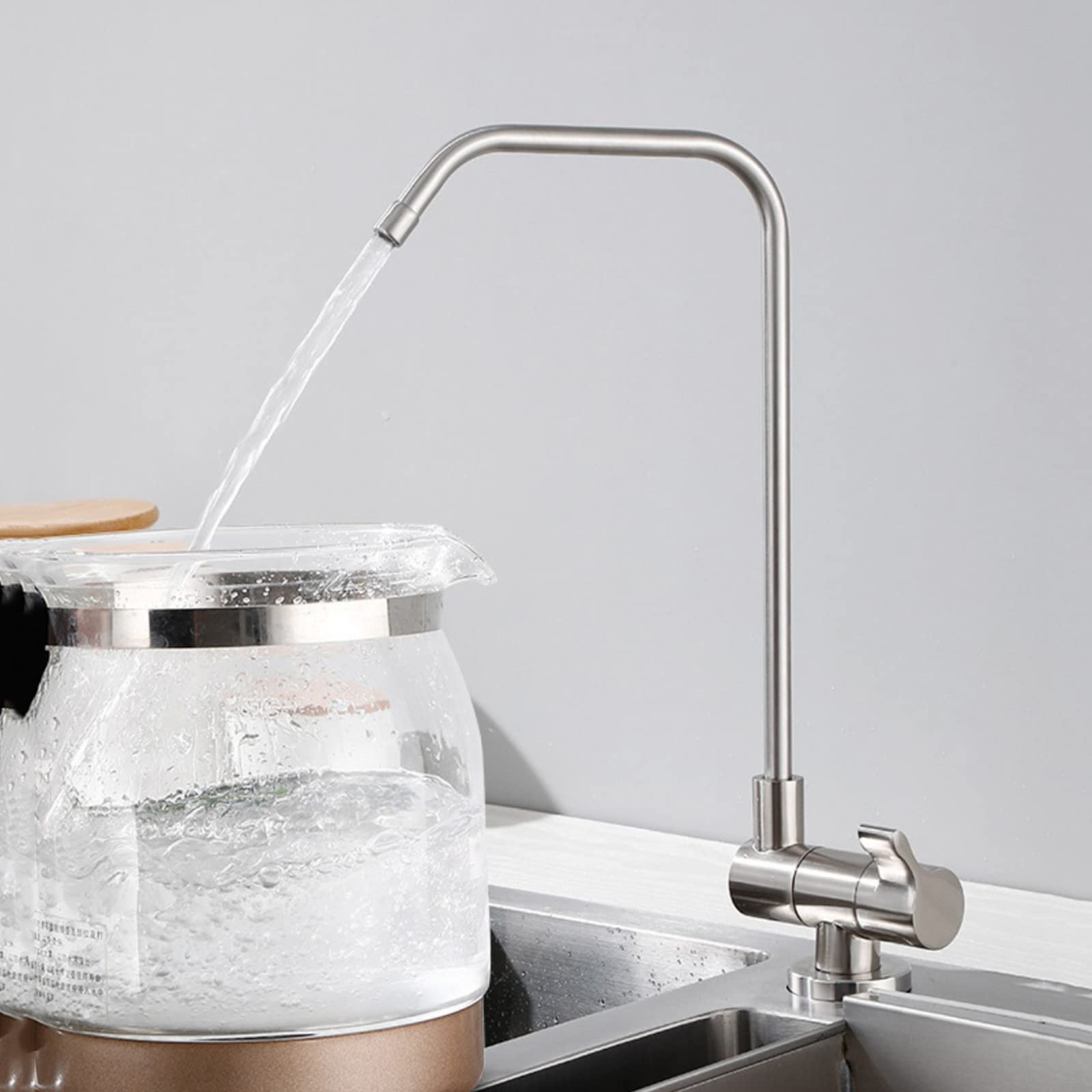 TTDGYYXW Grifos de Filtro de Agua para Grifo de Cocina con Grifo de Agua Potable con rotación de 360° y grifos Plegables con Palanca de Empuje, Cromado (Dibujo)