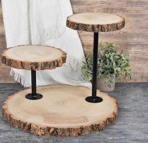 3-Tier Rustic Wooden Cupcake Stand – 14" Tall Natural Wood