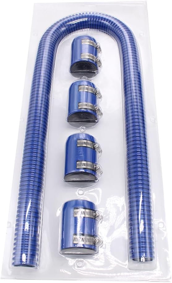 1 Set Blue 48”Universal Flexible Stainless Steel Radiator Hose Kit Fits for Radiator Hose Connection Points from 1 1/4” to 1 5/8”