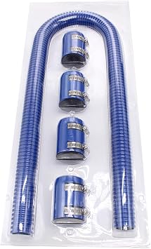 1 Set Blue 48Universal Flexible Stainless Steel Radiator Hose Kit Fits for Radiator Hose Connection Points from 1 1/4 to 1 5/8